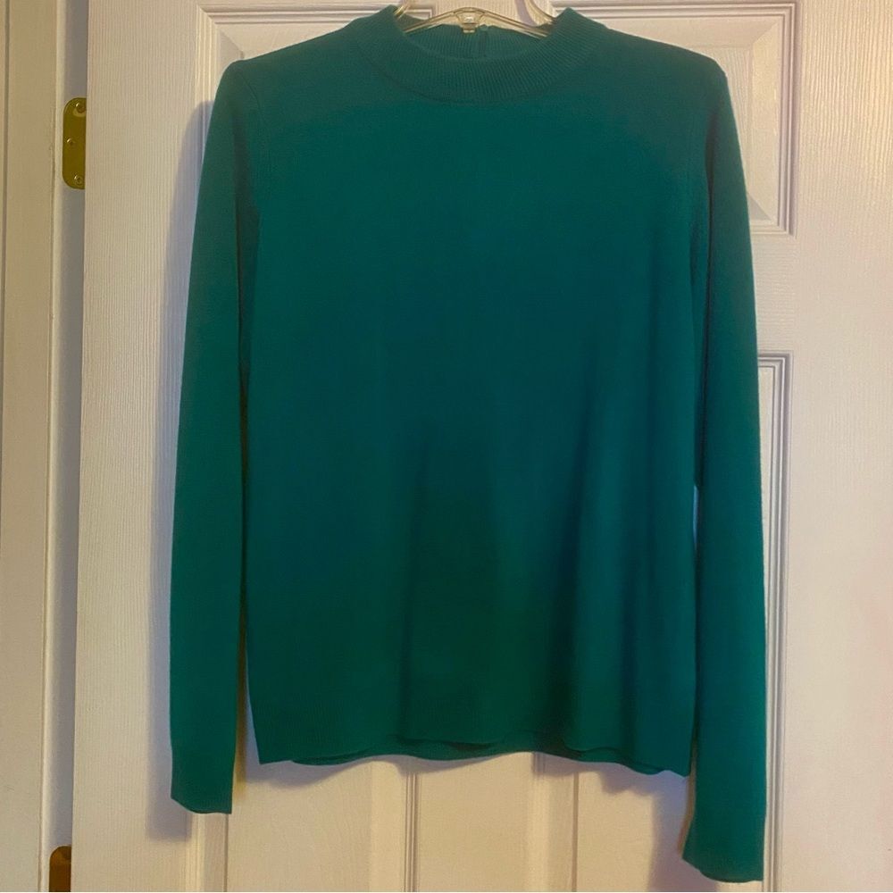 Carolyn Taylor Green Mock Neck Long Sleeve Women's Sweater size Large